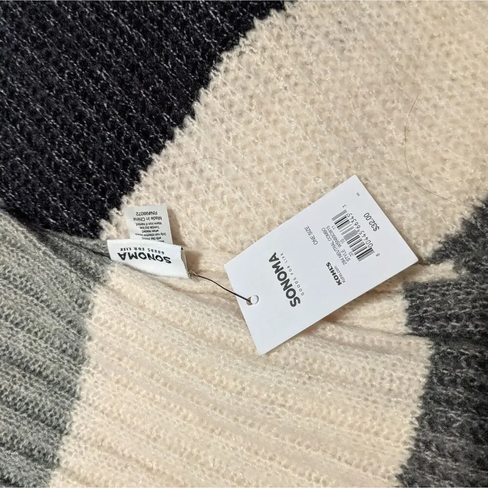 NWT Sonoma The Super Cozy Oblong Grey Combo Scarf